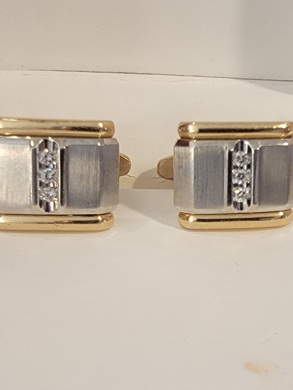 Men's .50ct Diamond Square Cufflinks in 2-tone Yellow White 14k Gold IB Goodman